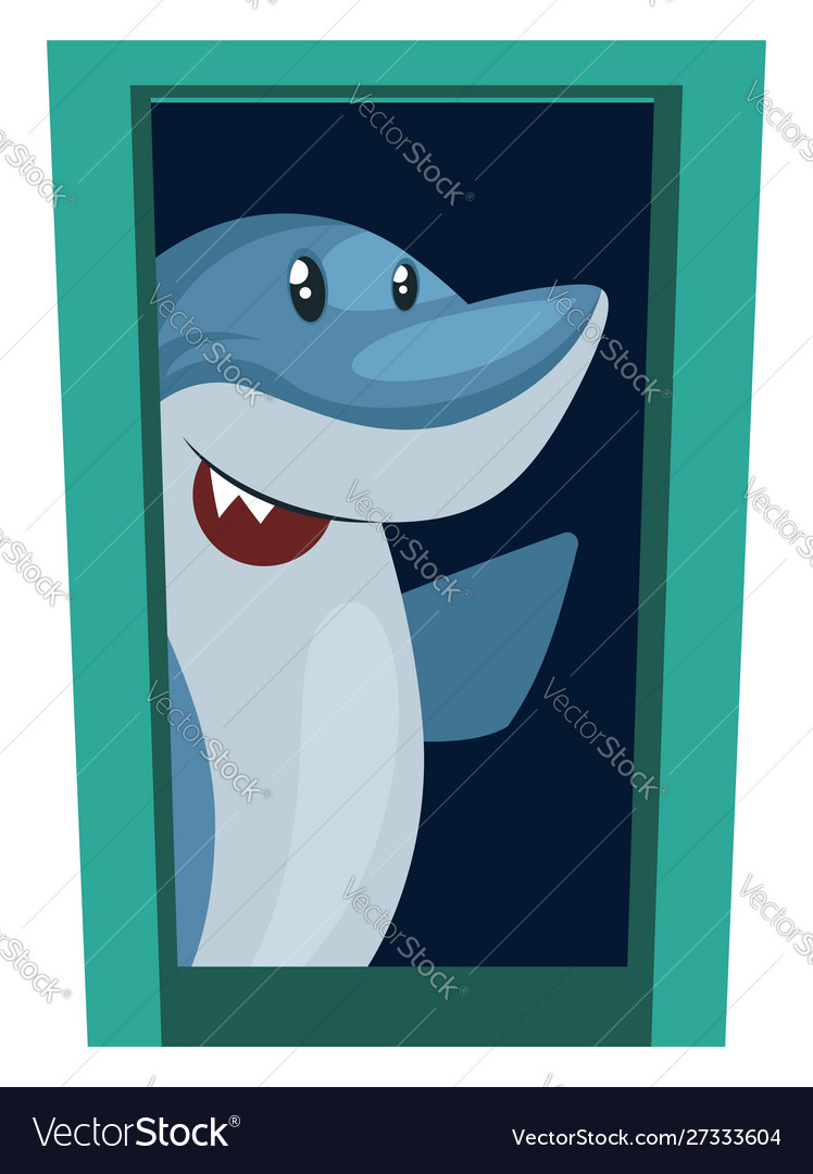 Shark at door on white background