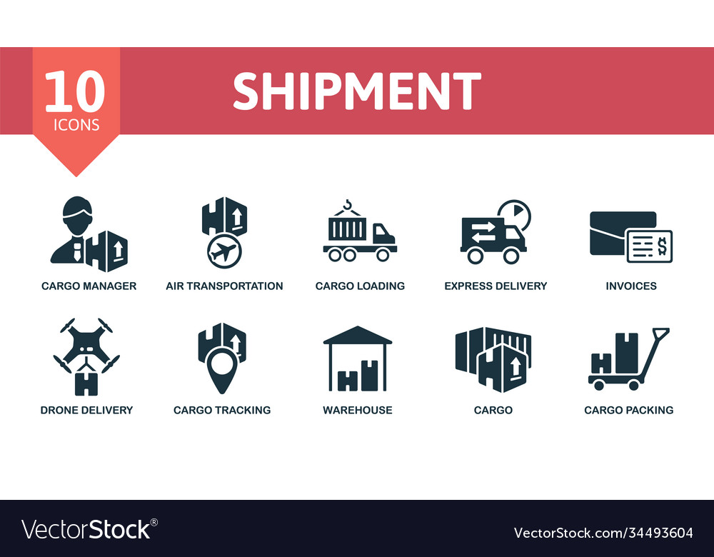 Shipment icon set collection contain storage Vector Image