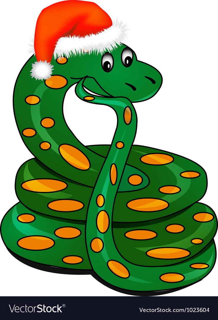 Snake in holiday new years hat