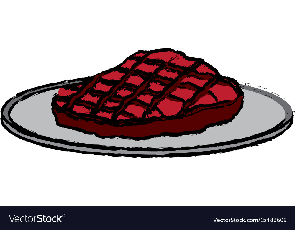 Cartoon steak beef delicious with plate dinner Vector Image