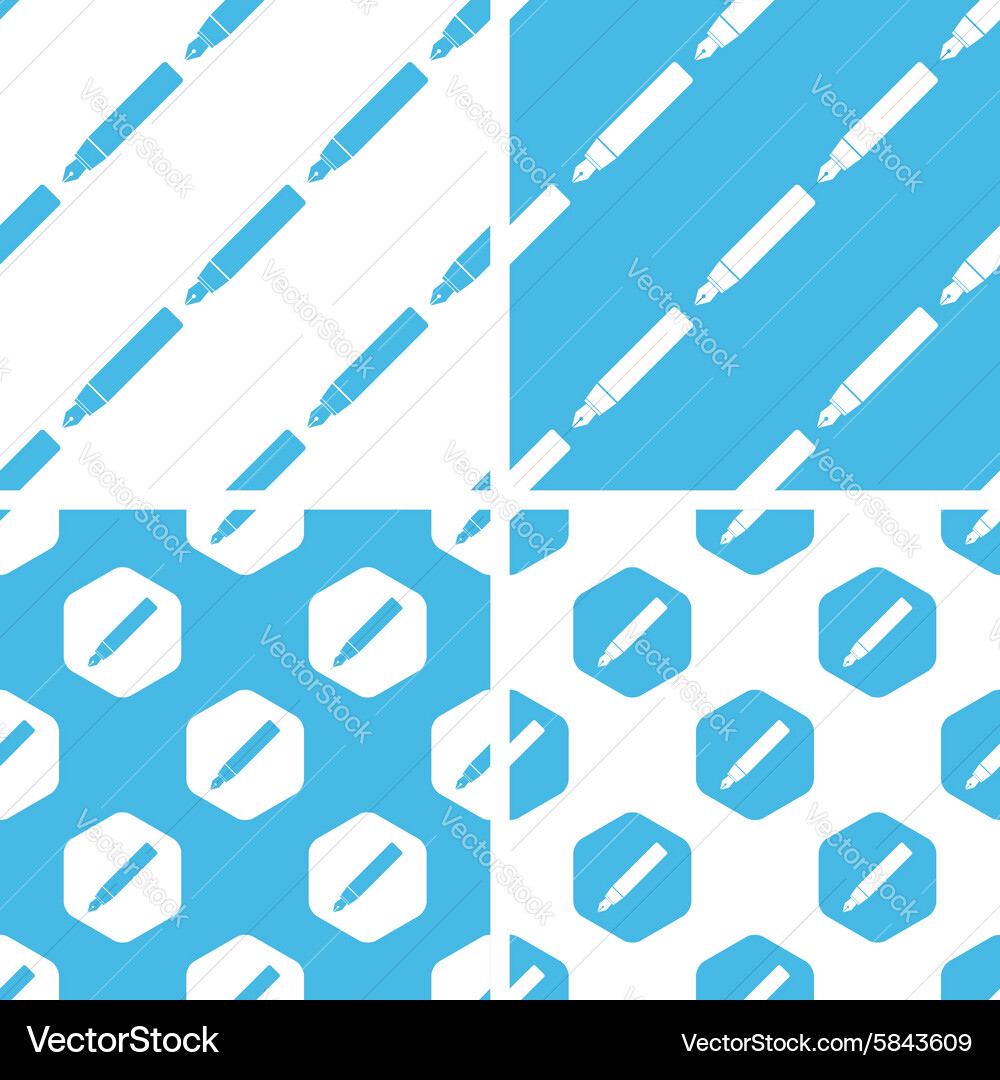 Fountain pen patterns set Royalty Free Vector Image