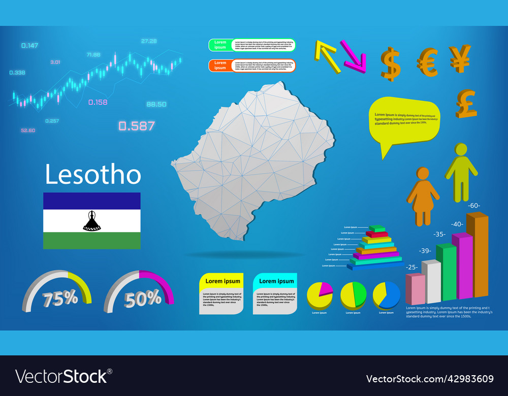 Lesotho map info graphics - charts symbols Vector Image