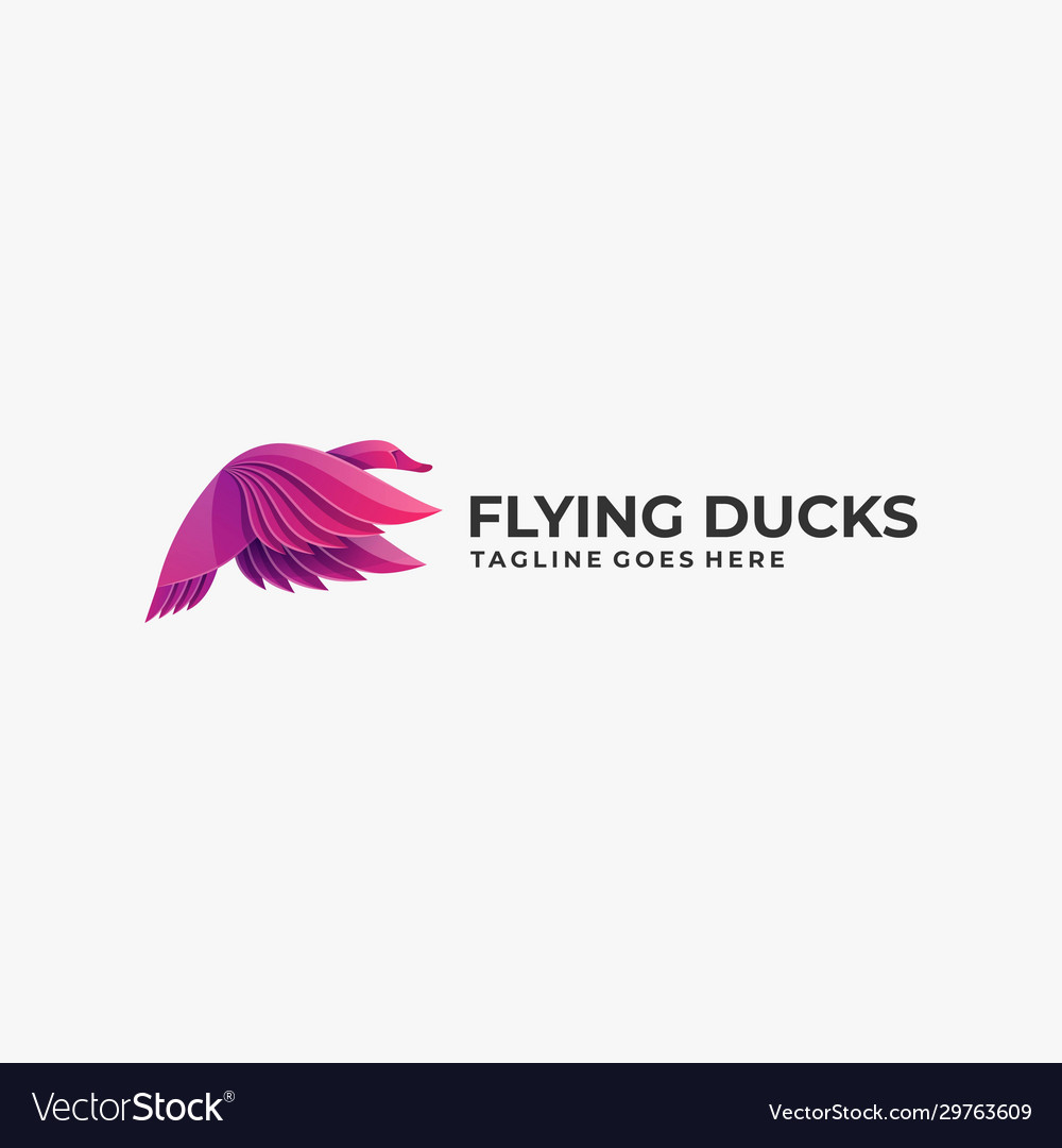 Logo duck flying gradient colorful style