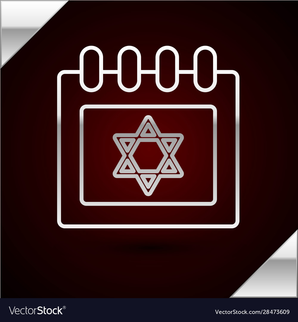 Silver line jewish calendar with star david Vector Image