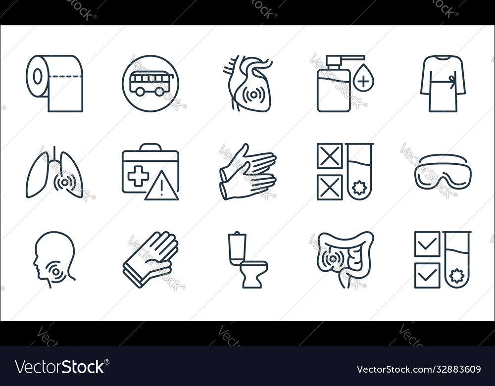 Stop virus line icons linear set quality