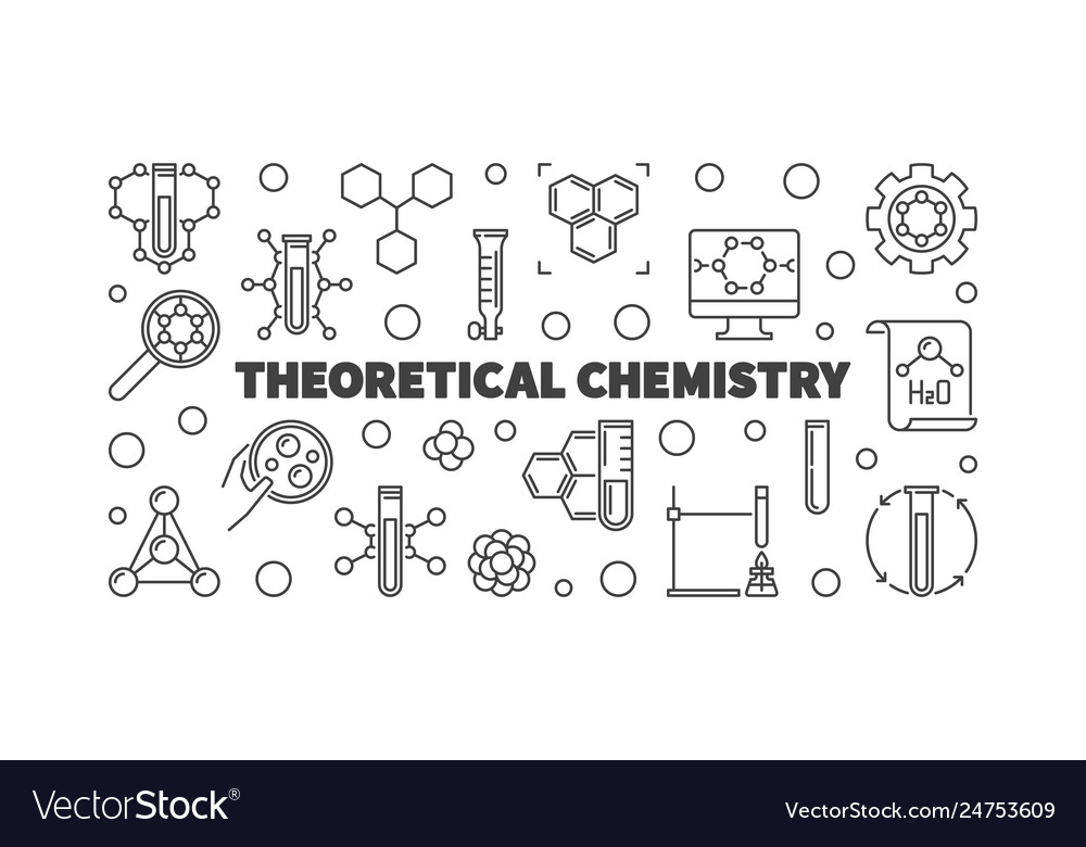 Theoretical chemistry outline horizontal Vector Image