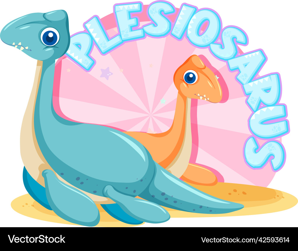 Cute Plesiosaurus Dinosaur Cartoon Royalty Free Vector Image