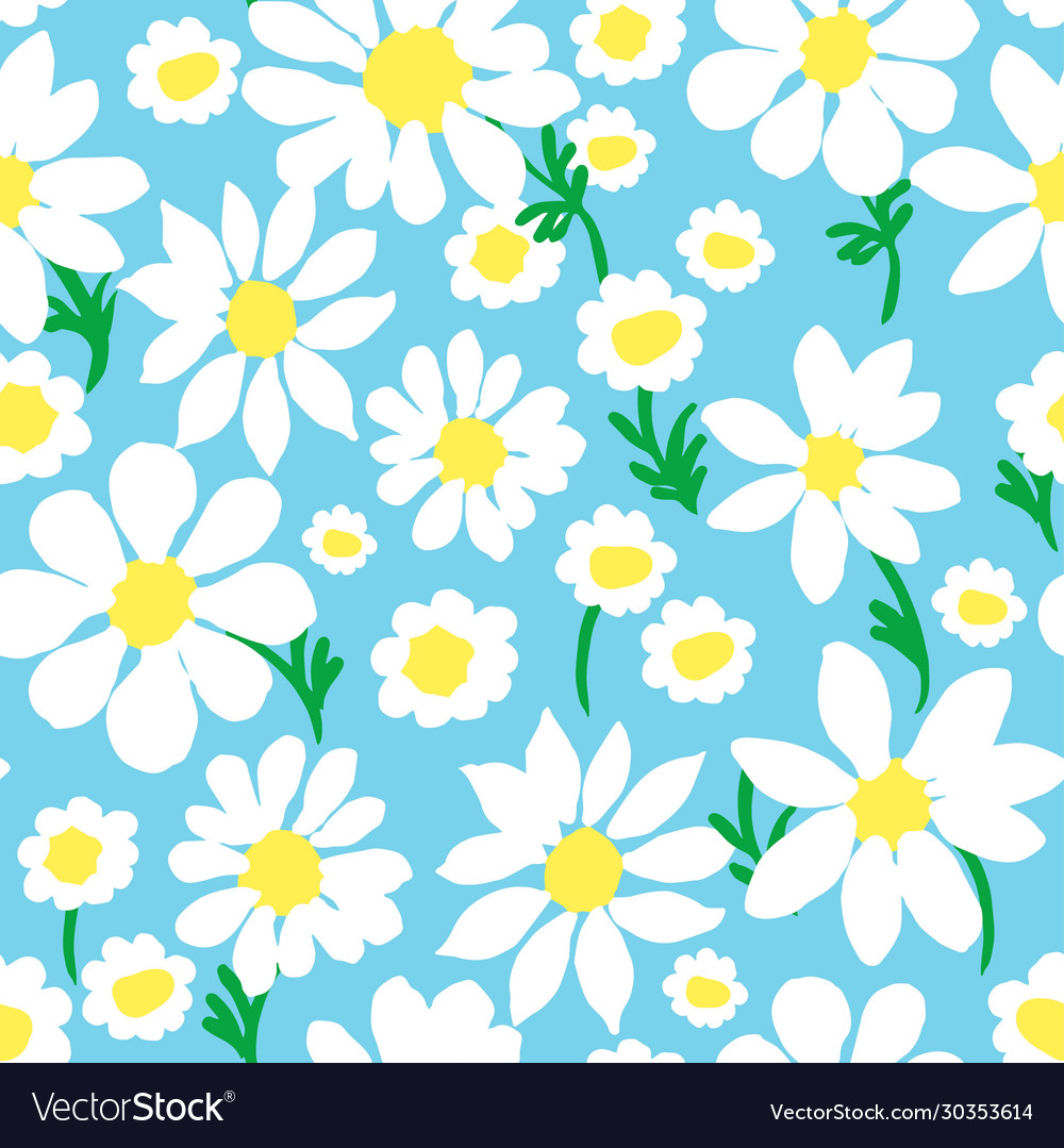 Daisy allover blue with stems