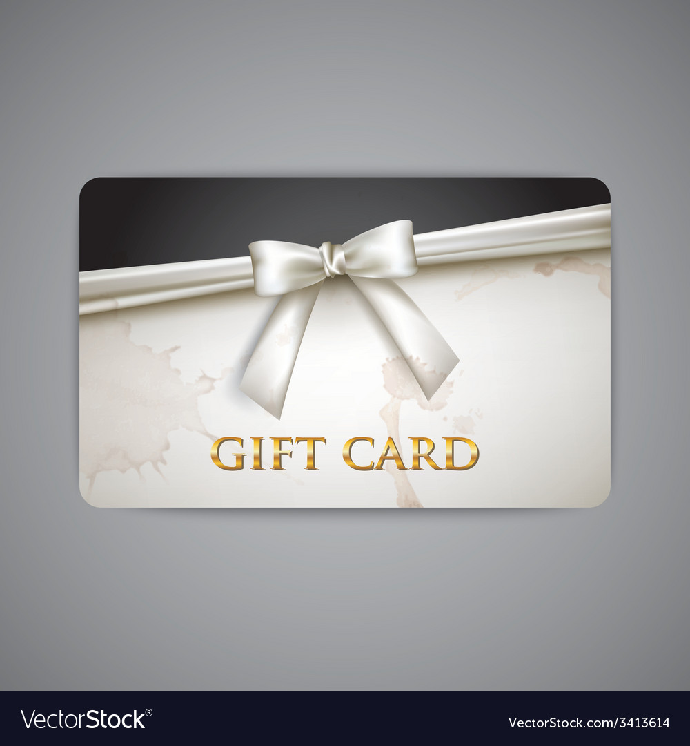 Gift card with white bow and ribbon Royalty Free Vector