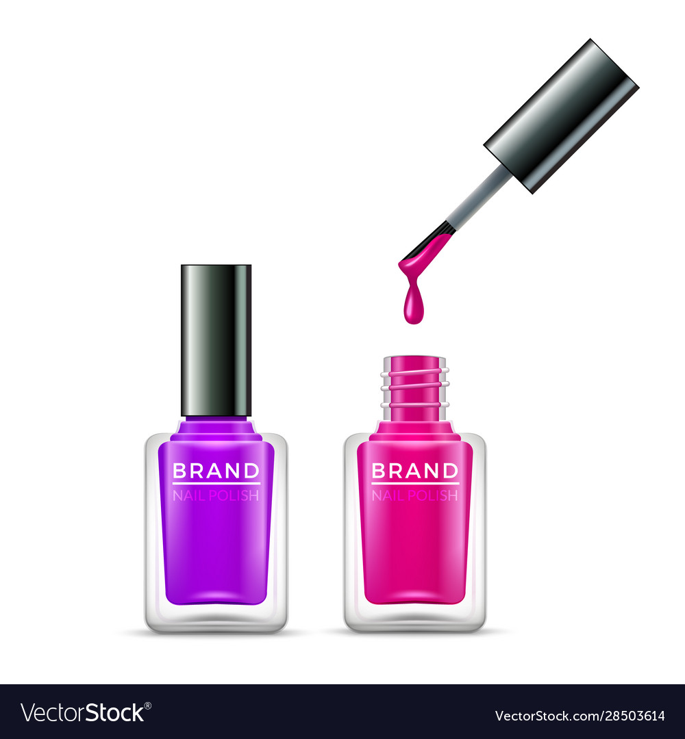 Nail polish isolated glass bottle colors