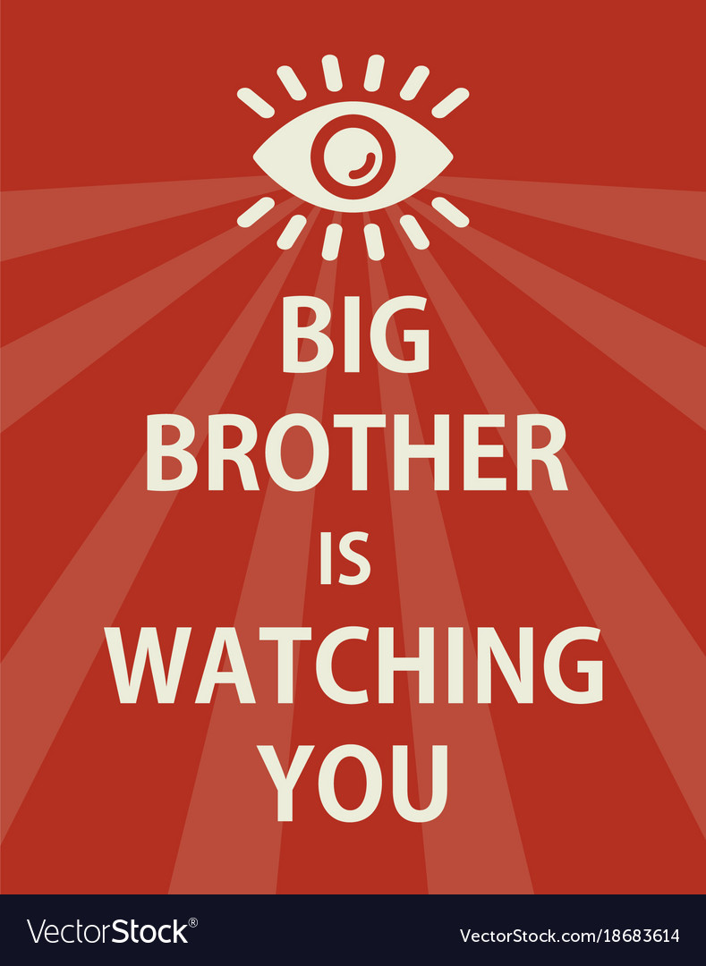 Poster big brother is watching you - isolated Vector Image