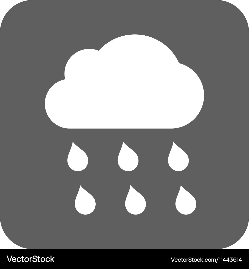 Rain cloud flat squared icon Royalty Free Vector Image