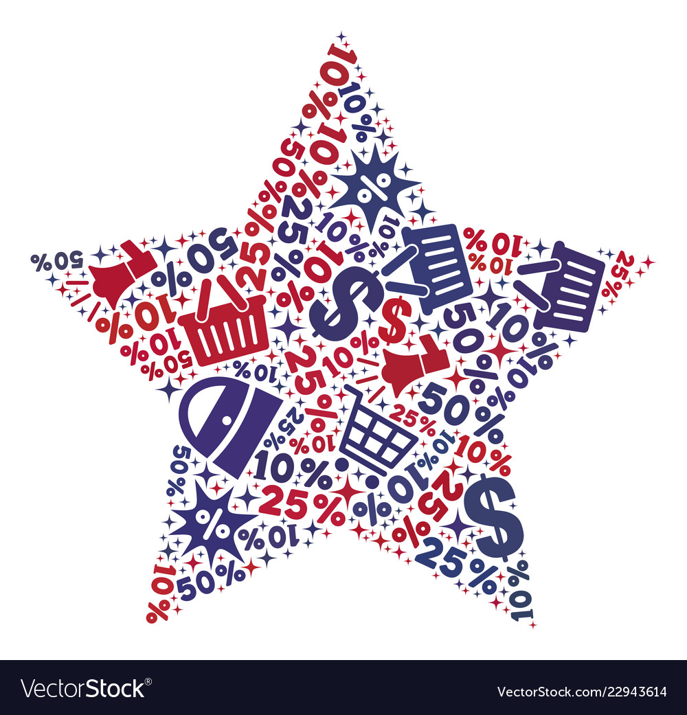 Shopping composition of mosaic 5-finger star icon