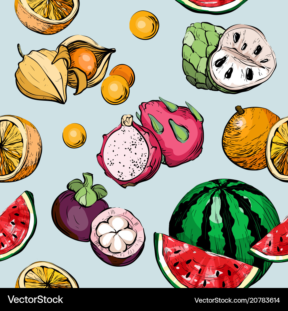 Summer seamless pattern with fruit Royalty Free Vector Image