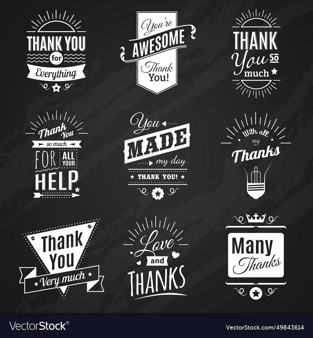 Thank you chalkboard signs Royalty Free Vector Image