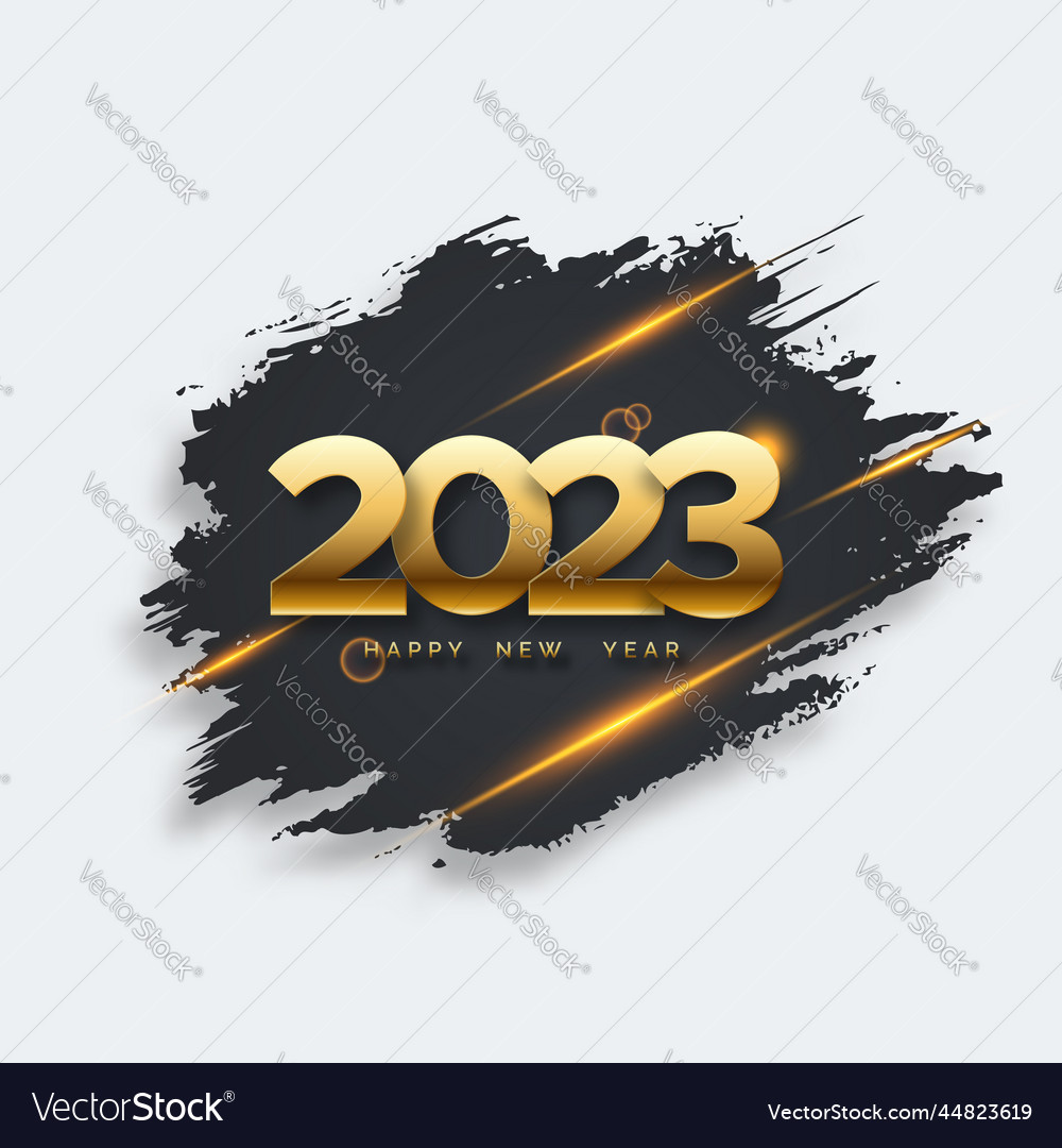 2023 Golden Numbers Brush Paint And Lights Vector Image 2023 Golden Numbers Brush Paint And Lights Vector Image