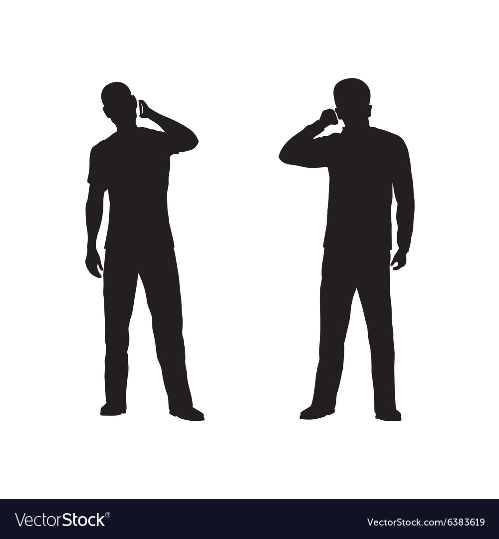 Black silhouette person with phone Royalty Free Vector Image