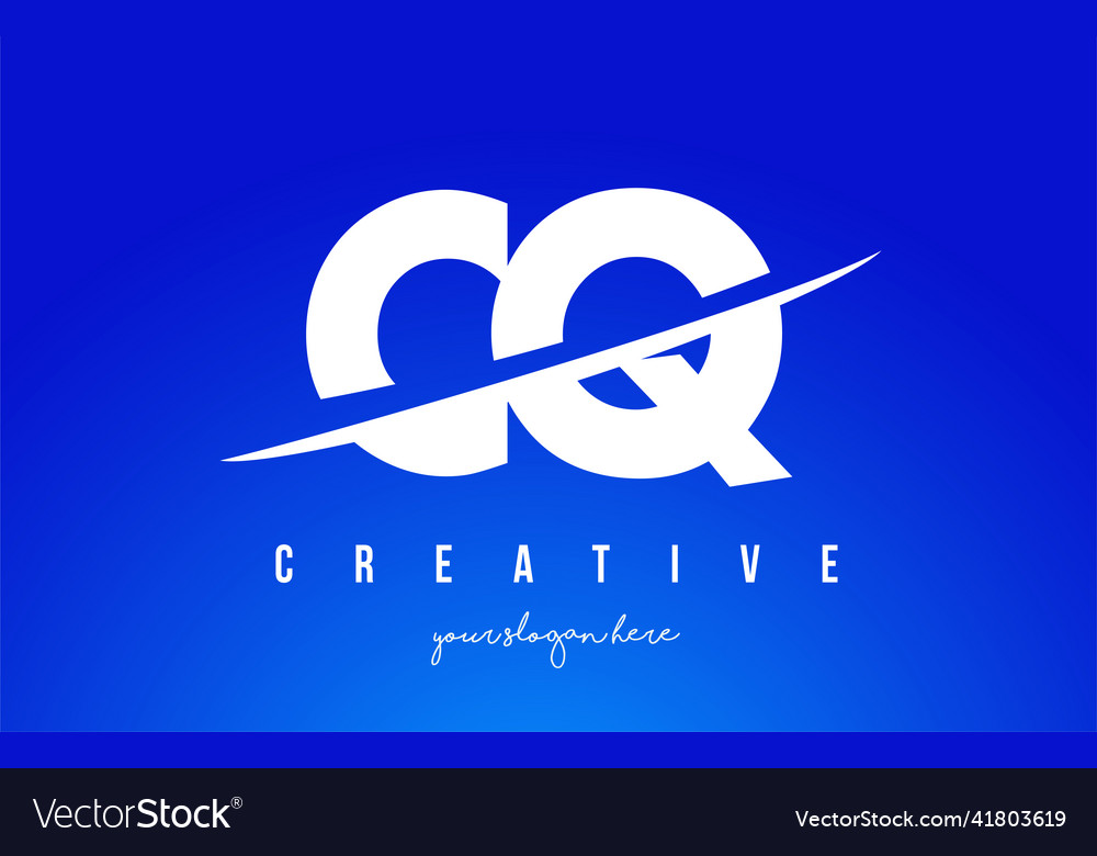 Cq c q letter modern logo design white yellow Vector Image