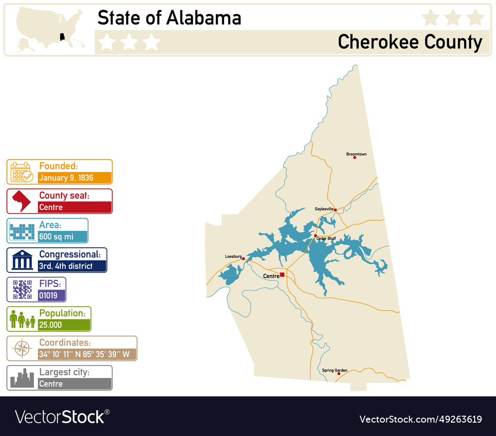 Detailed infographic and map of cherokee county