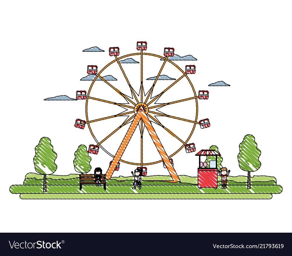 Doodle ferris wheel mechanical and children Vector Image