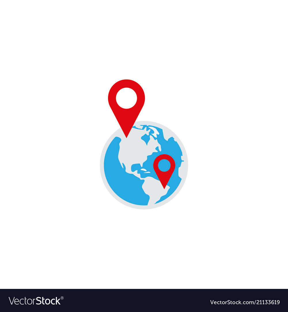 Globe pin logo icon design template vector image Globe pin logo icon design template