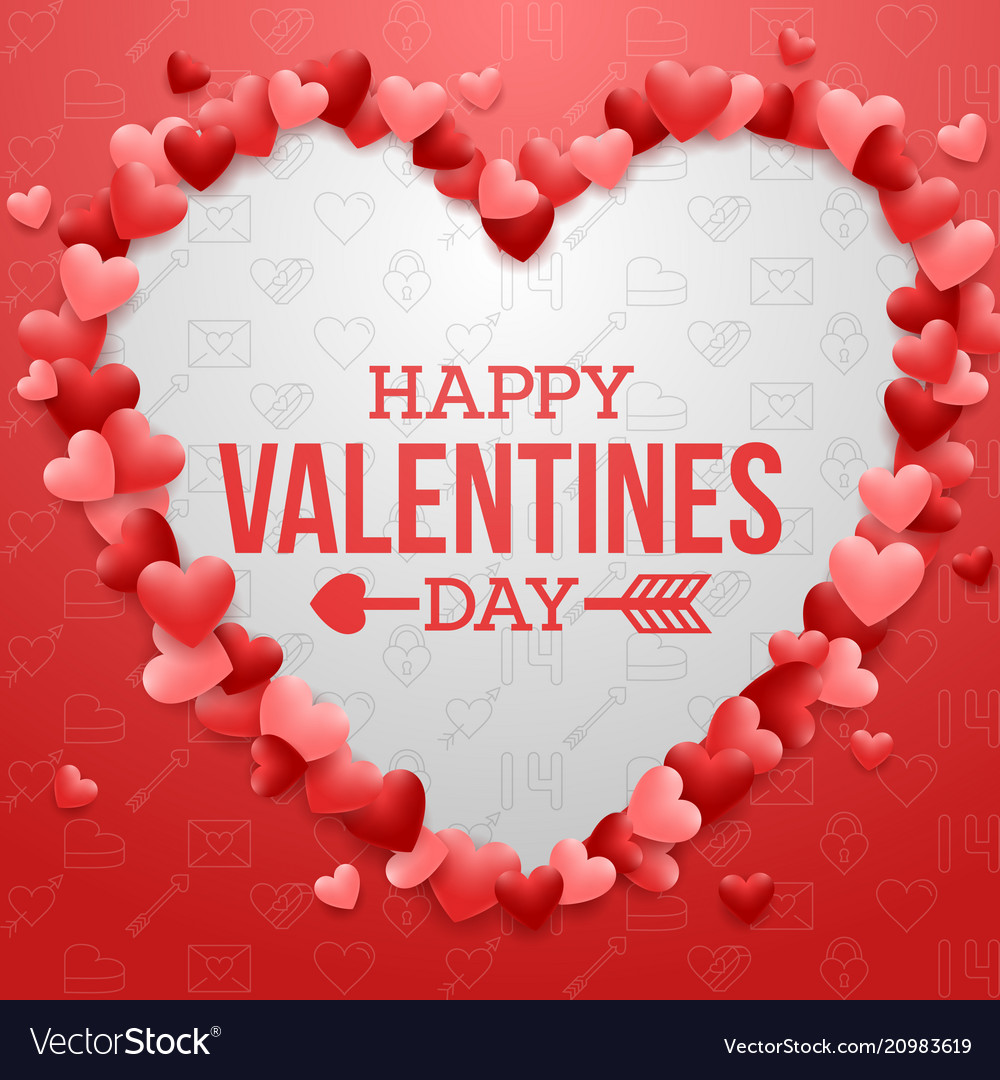 Happy valentines day background with red heart Vector Image