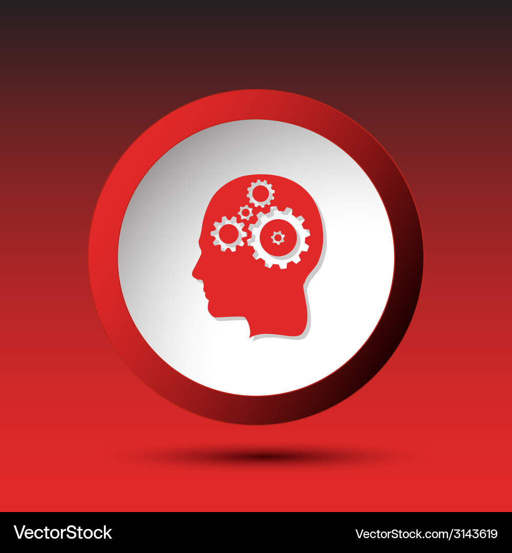 Human brain plastic button Royalty Free Vector Image