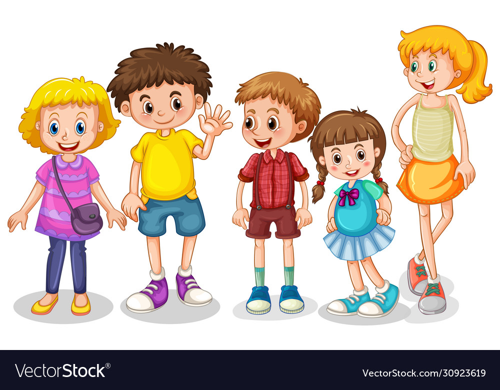 Set young children character Royalty Free Vector Image