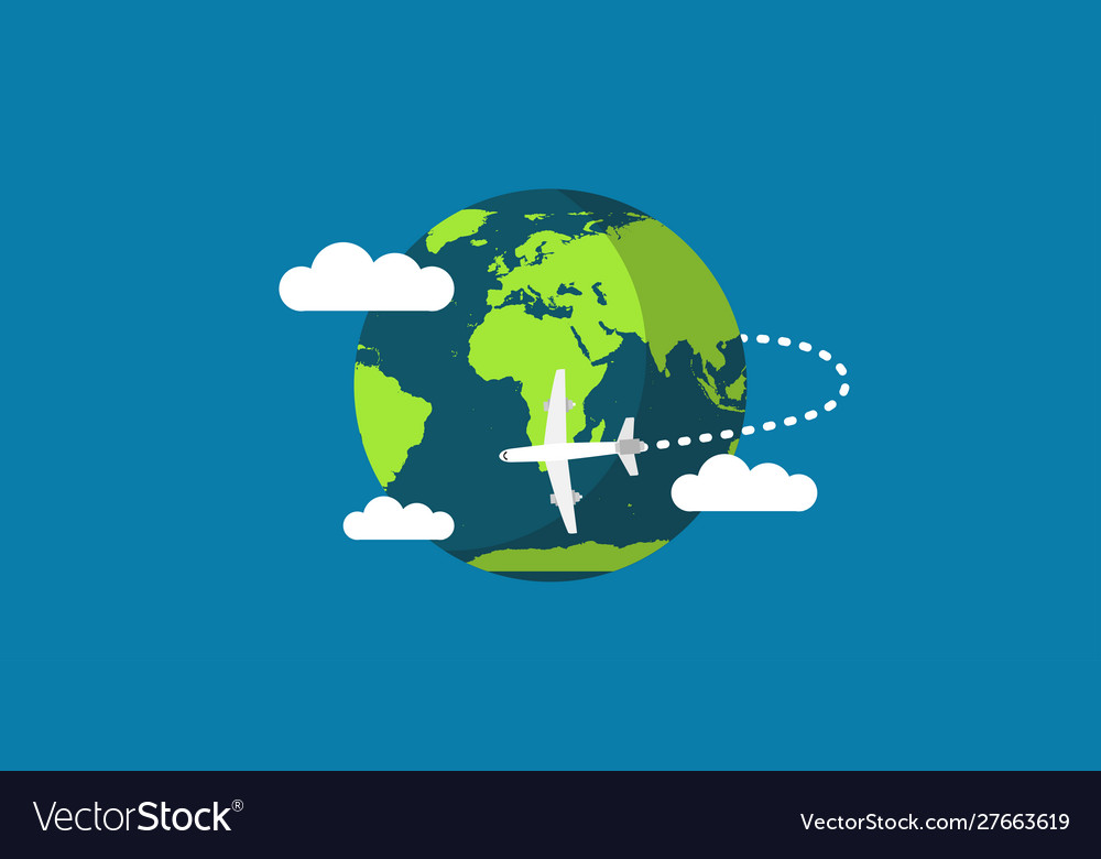 Travel plane world earth map concept fly