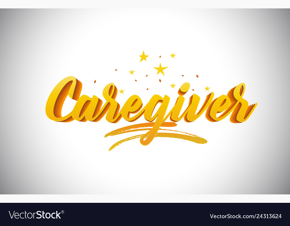 Caregiver Golden Yellow Word Text Royalty Free Vector Image