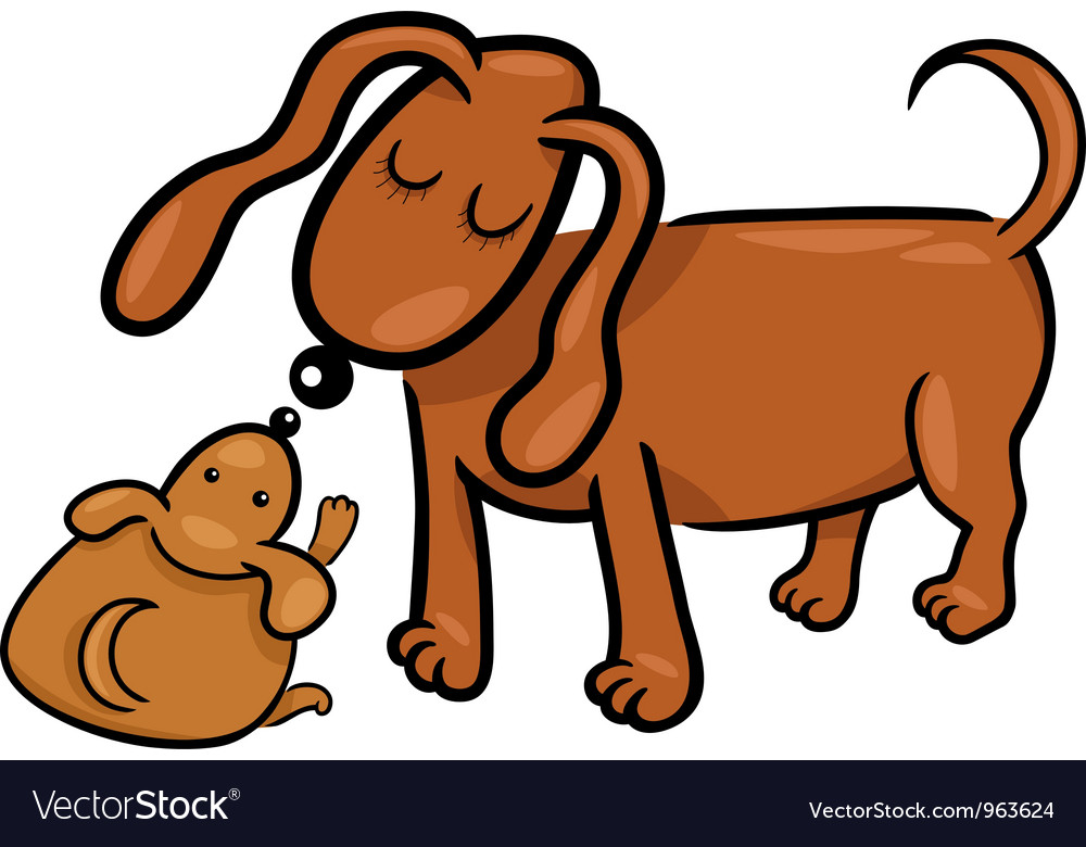 Cartoon Puppy And His Dog Mom Royalty Free Vector Image