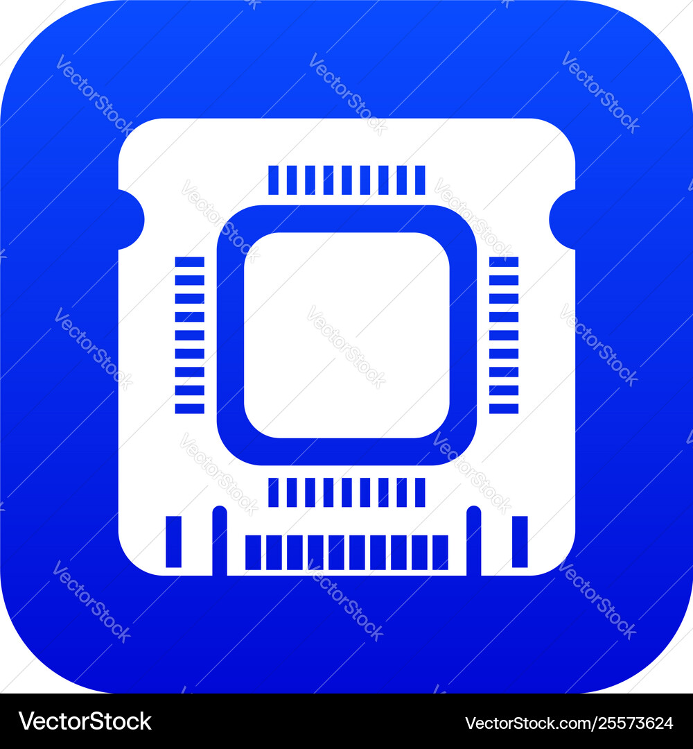 Component microchip icon blue Royalty Free Vector Image