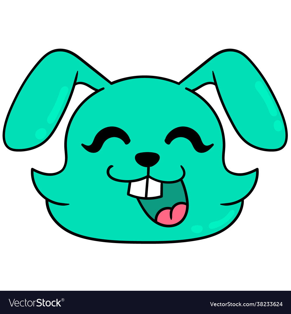 Cute green easter bunny head laughing happily