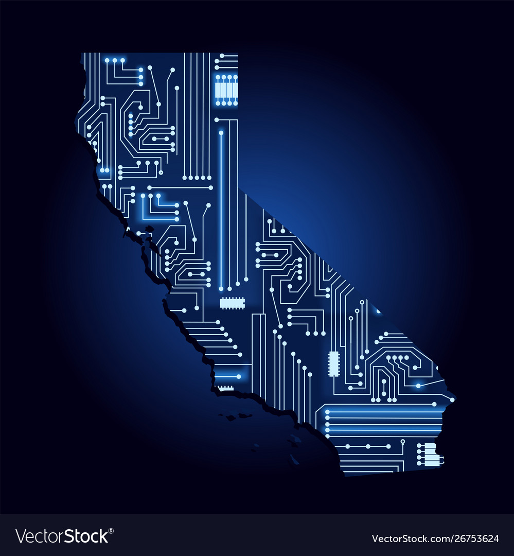 Map california with electronic circuit