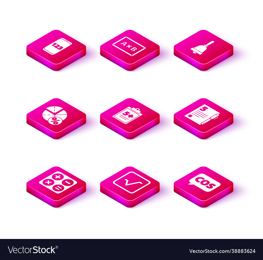 Set calculator square root graph schedule Vector Image