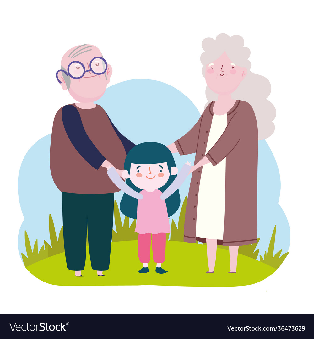 Family grandparents granddaughter Royalty Free Vector Image