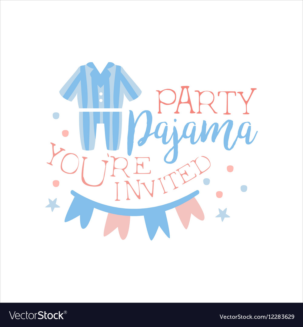 Girly Pajama Party Invitation Card Template With Vector Image