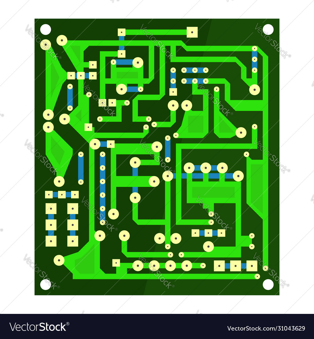 Green circuit board flat design computer