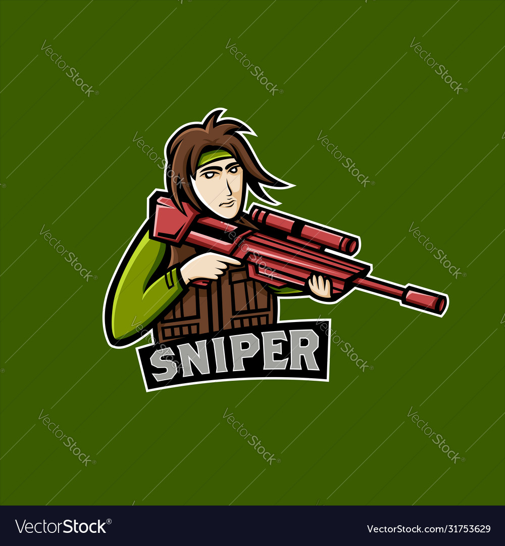 Red gun sniper mascot logo Royalty Free Vector Image