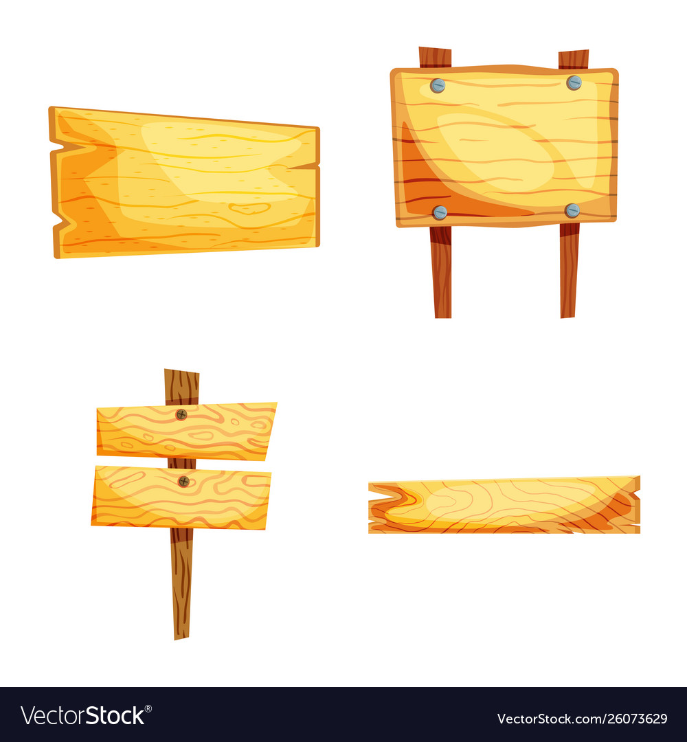 Signboard and wood symbol Royalty Free Vector Image