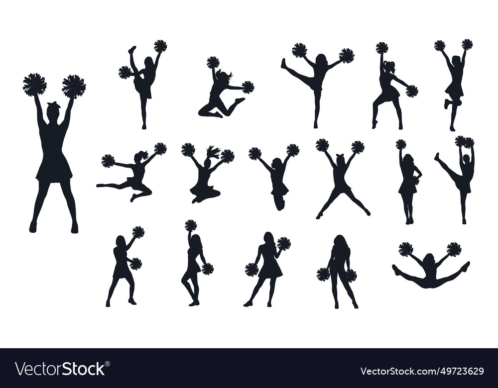 Young female cheerleader silhouette Royalty Free Vector