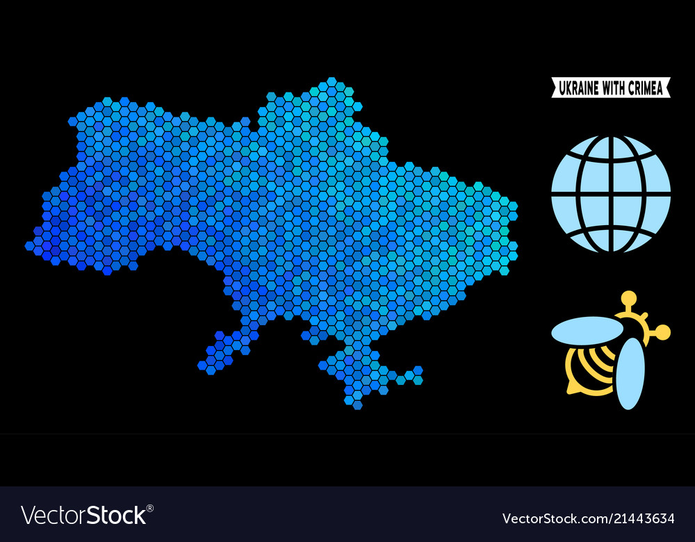 Blaue hexagon ukraine Karte mit Crimea