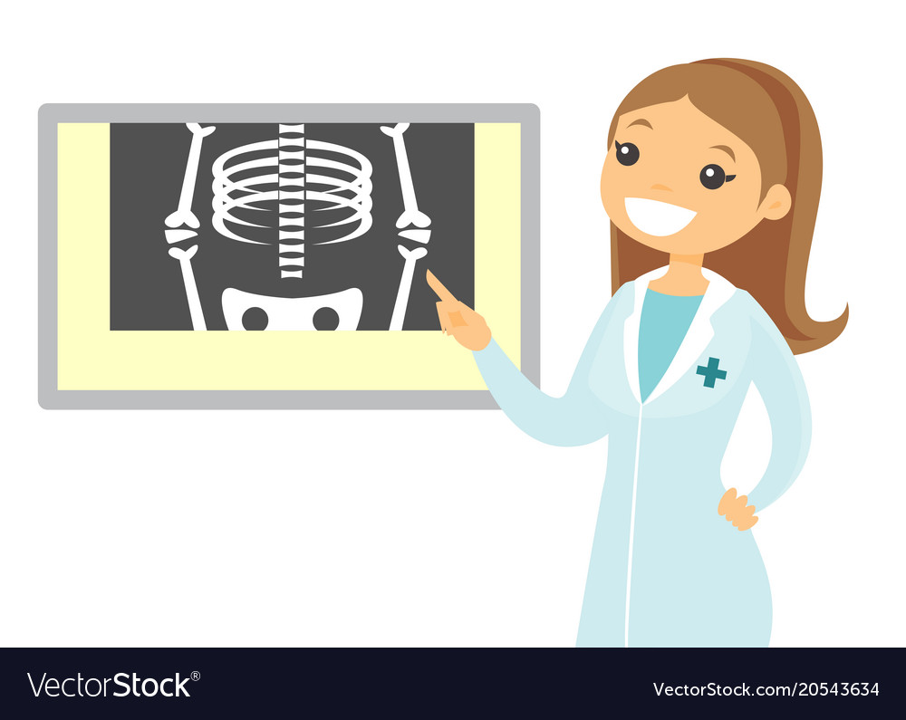 Caucasian radiologist doctor examining radiograph