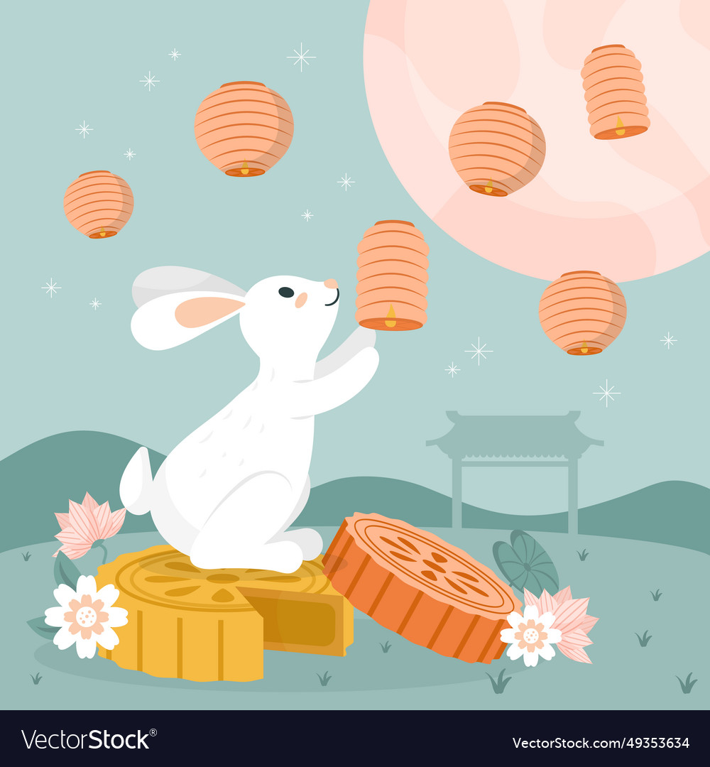 Chinese mid autumn festival celebration isolated Vector Image