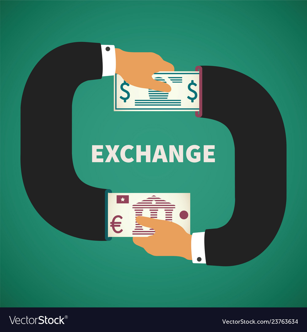 Concept of currency exchange process Royalty Free Vector