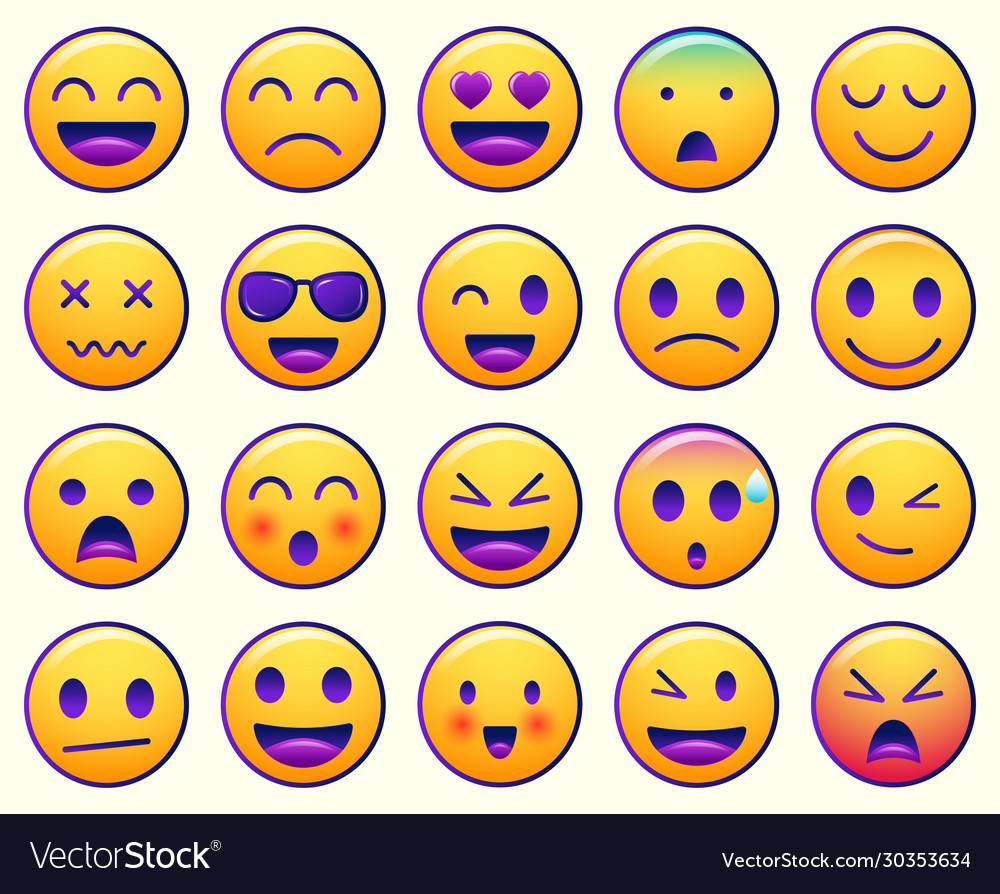 Emoji icons set emoticon for messenger social Vector Image