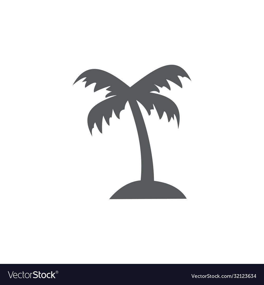 Palm tree icon on white background vector image Palm tree icon on white background