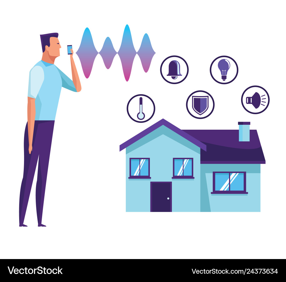 People using voice recognition Royalty Free Vector Image