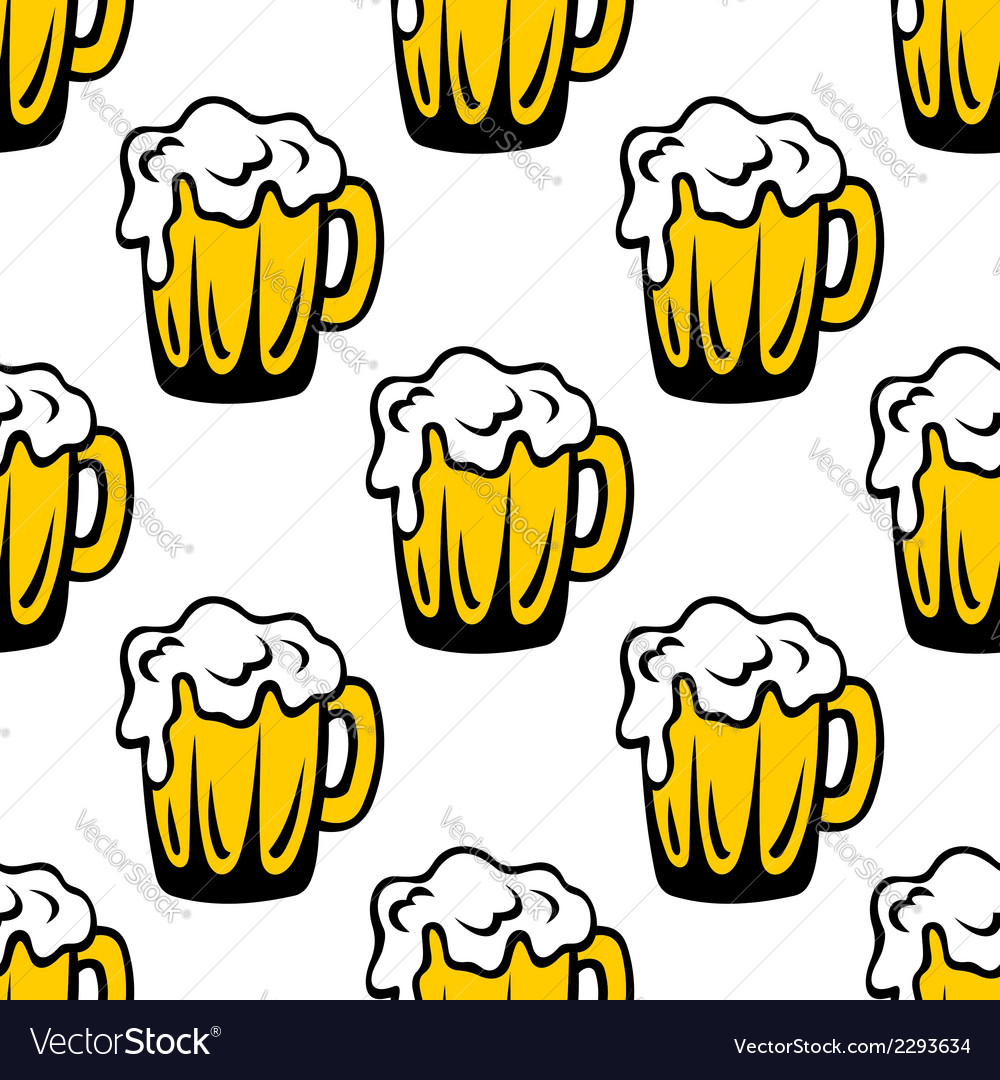 Pint of frothy beer seamless background pattern Vector Image