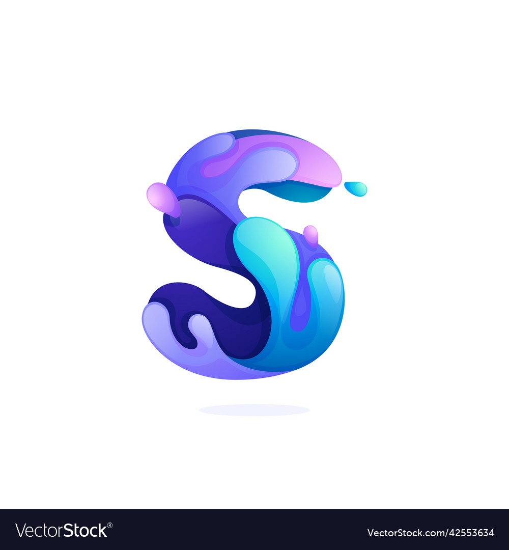 S letter logo with water waves and drops pure